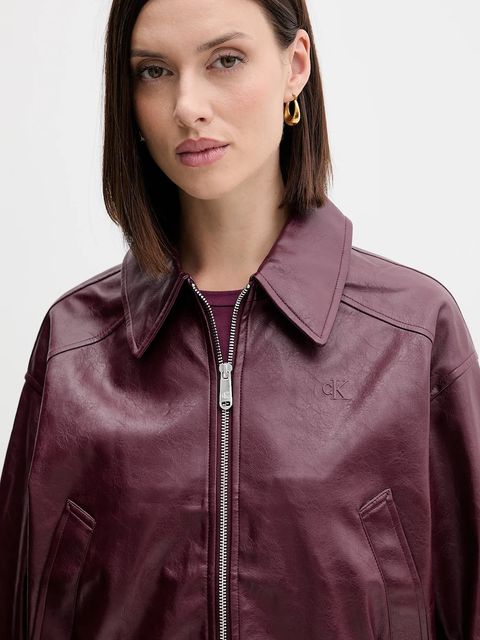 Calvin Klein Jeans kurtka kolor bordowy przejściowa LV047C518G