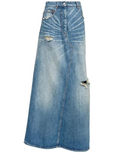 MM6 Maison Margiela logo-patch midi skirt - Blue - zdjęcie produktu nr 1