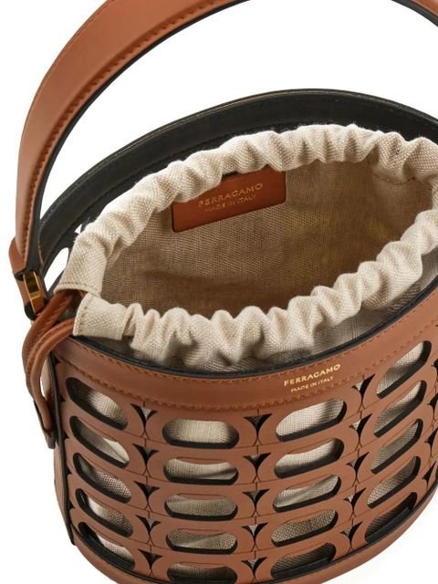 Ferragamo cut-out leather bucket bag - Brown
