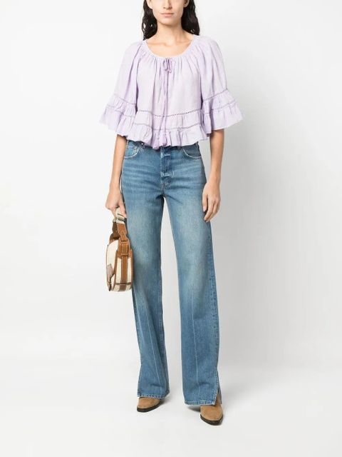 ANINE BING ankle-slit straight-leg jeans - Blue