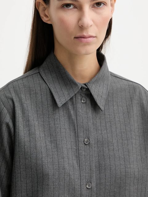 Marc O'Polo koszula damska kolor szary relaxed z kołnierzykiem klasycznym 5000007455