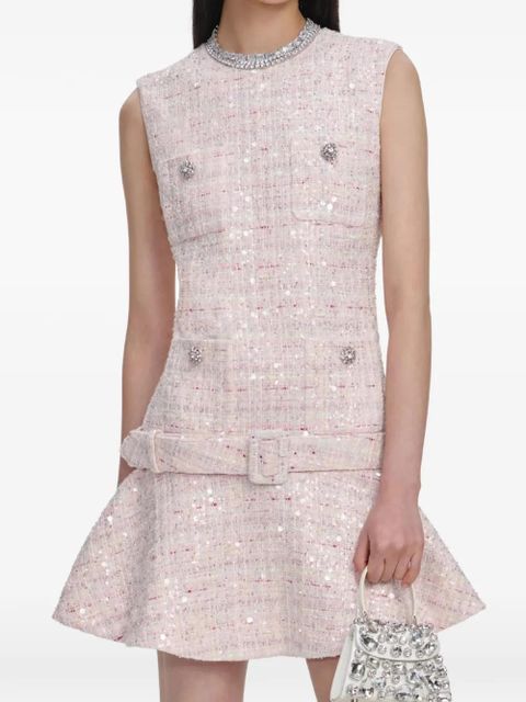 Self-Portrait sequin belted mini dress - Pink