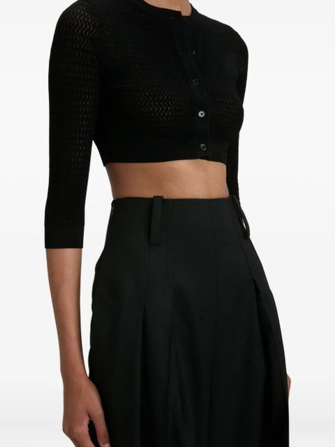 Victoria Beckham three-quarter sleeve cropped cardigan - Black