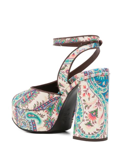 ETRO Paisley-pattern platform-heel sandals - Neutrals