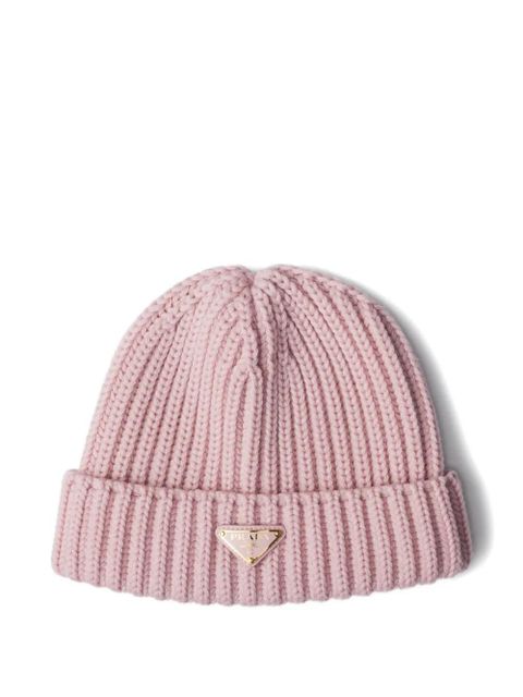 Prada triangle-logo beanie hat - Pink - zdjęcie produktu nr 1