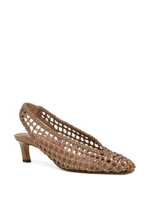 FENDI 46mm woven-effect slingback pumps - Neutrals