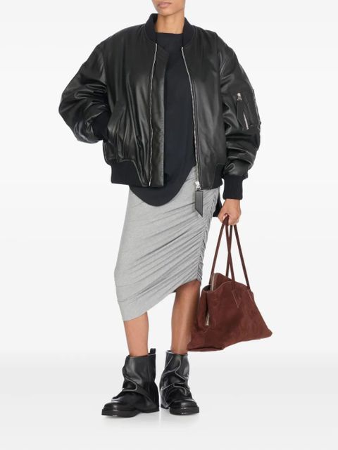 The Attico embroidered-logo midi skirt - Grey