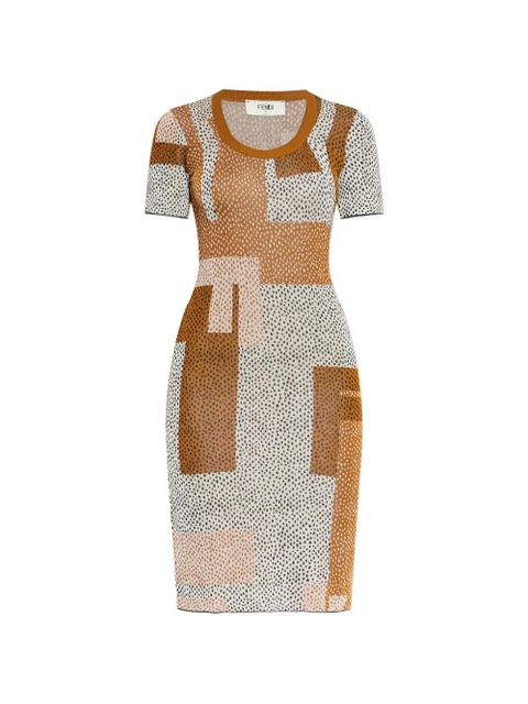 FENDI multicolour viscose jacquard dress - Neutrals - zdjęcie produktu nr 1