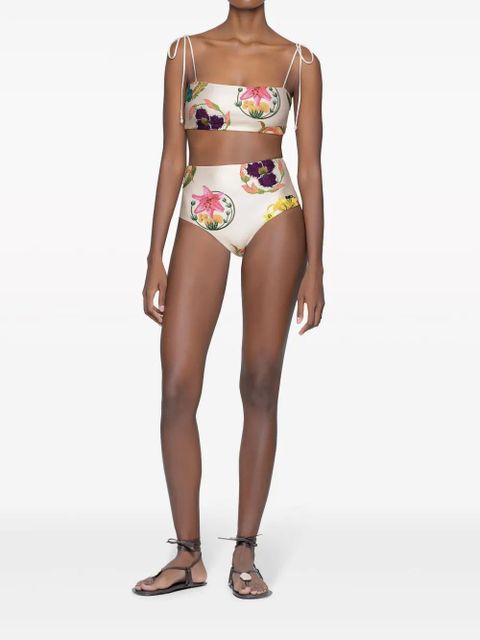 Agua By Agua Bendita Primavera Marina floral-embroidered bikini top - White