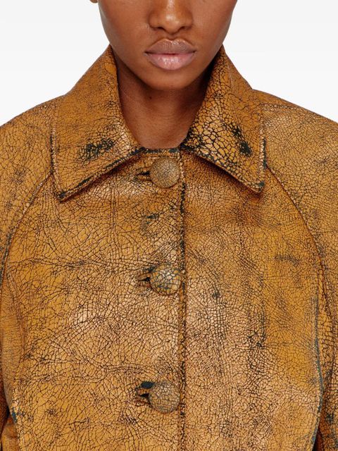 Diesel L-Raya cocoon-sleeve cropped leather jacket - Brown