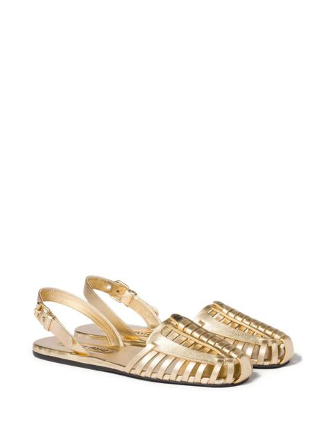 Miu Miu laminated nappa-leather fisherman sandals - Gold - zdjęcie produktu nr 2
