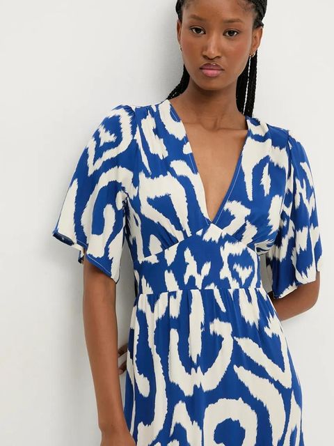 Answear.LAB sukienka kolor niebieski maxi rozkloszowana