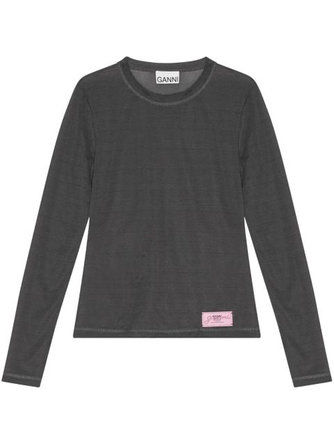 GANNI logo-patch T-shirt - Grey - zdjęcie produktu nr 1