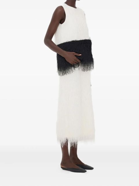 LouLou de Saison Tiwa fringed midi dress - White