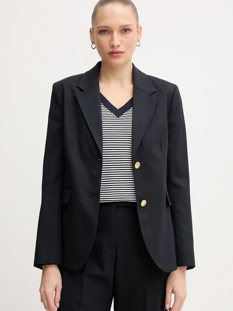 Tommy Hilfiger marynarka z dodatkiem wełny kolor granatowy jednorzędowa gładka WW0WW46662 - zdjęcie produktu nr 1