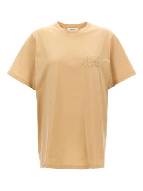 Max Mara logo-embroidered crew-neck T-shirt - Neutrals - zdjęcie produktu nr 1