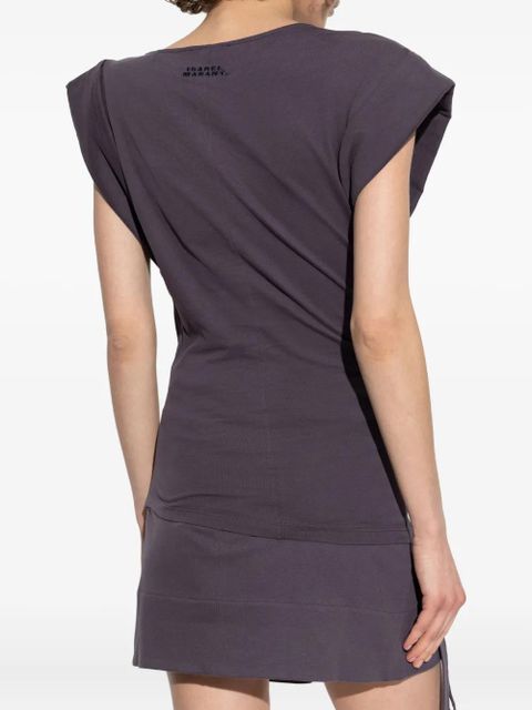 ISABEL MARANT draped-shoulder cotton t-shirt - Purple