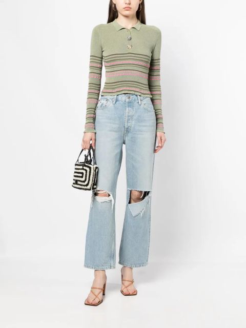 RE/DONE ripped-detail straight-leg jeans - Blue - zdjęcie produktu nr 2