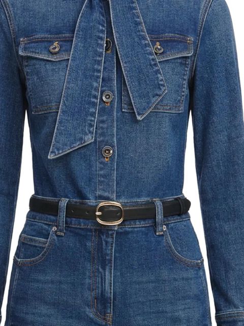 Self-Portrait pussy-bow ruffled playsuit - Blue - zdjęcie produktu nr 2