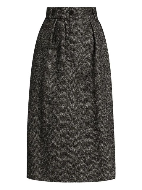 Dolce & Gabbana pleated herringbone midi skirt - Grey - zdjęcie produktu nr 1