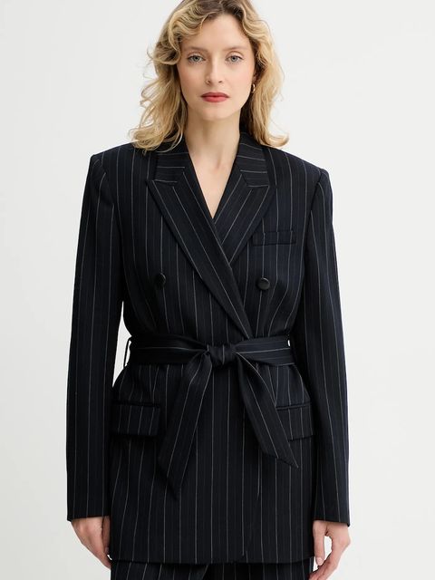 Rag & Bone marynarka z dodatkiem wełny kolor granatowy dwurzędowa wzorzysta RA8925F4MCN - zdjęcie produktu nr 1