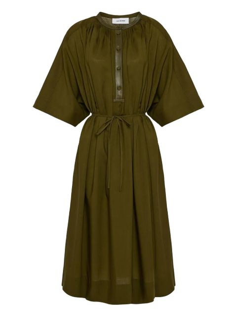 Yves Salomon leather-trim midi dress - Green - zdjęcie produktu nr 1