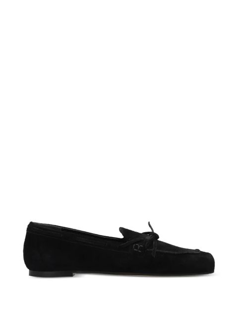 Aeyde bow-detail suede loafers - Black - zdjęcie produktu nr 1