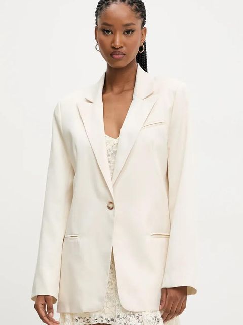 Answear.LAB marynarka kolor beżowy jednorzędowa gładka - zdjęcie produktu nr 1