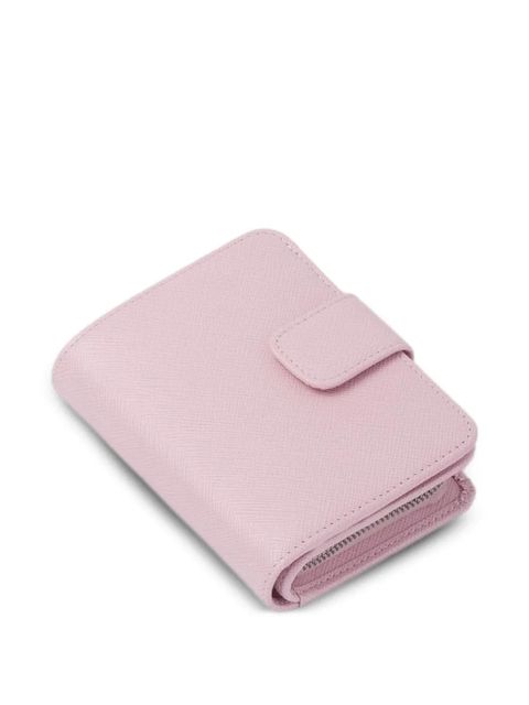 Prada small triangle-logo saffiano leather wallet - Pink