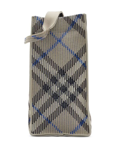 Burberry medium check knitted tote bag - Neutrals