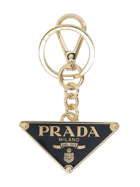 Prada enamel triangle-logo keychain - Gold