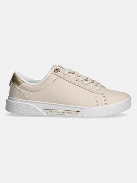 Tommy Hilfiger sneakersy skórzane CHIC COURT SNEAKER kolor beżowy FW0FW08382