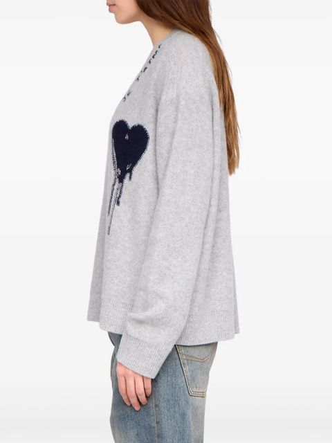 Zadig&Voltaire Mikyz heart V-neck sweater - Grey
