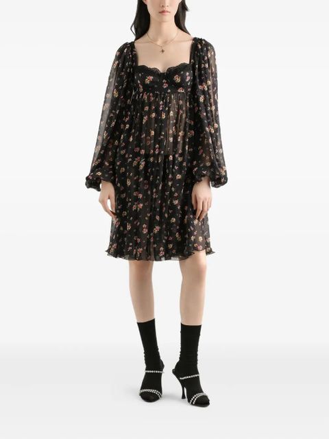 Dolce & Gabbana floral lace mini dress - Black