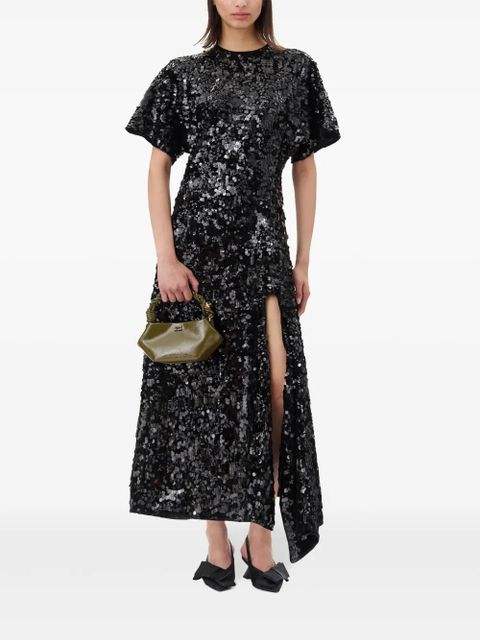 GANNI sequinned velvet dress - Black