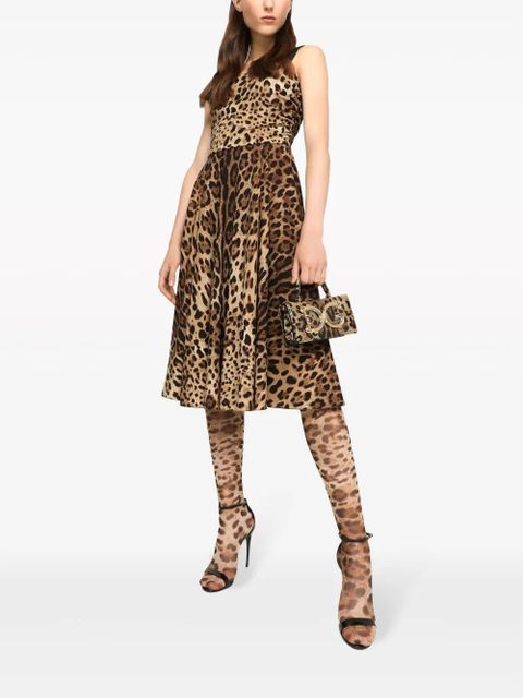 Dolce & Gabbana leopard-print midi dress - Brown