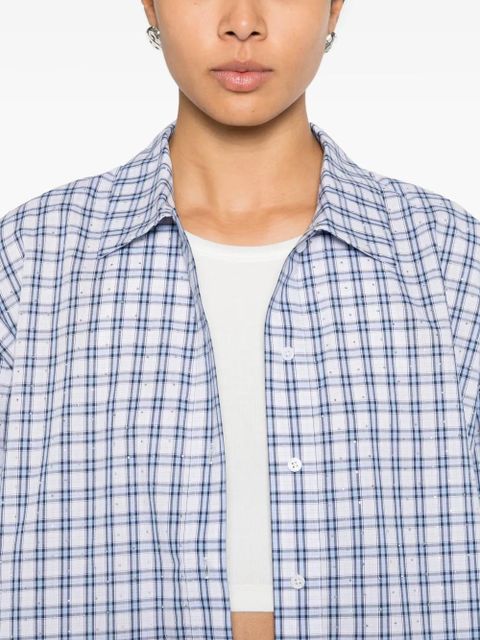 Maje checked-pattern cropped shirt - White