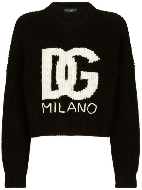 Dolce & Gabbana DG-logo fisherman's-knit jumper - Black - zdjęcie produktu nr 1