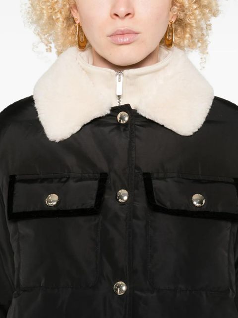 Maje velvet-trimmed jacket - Black