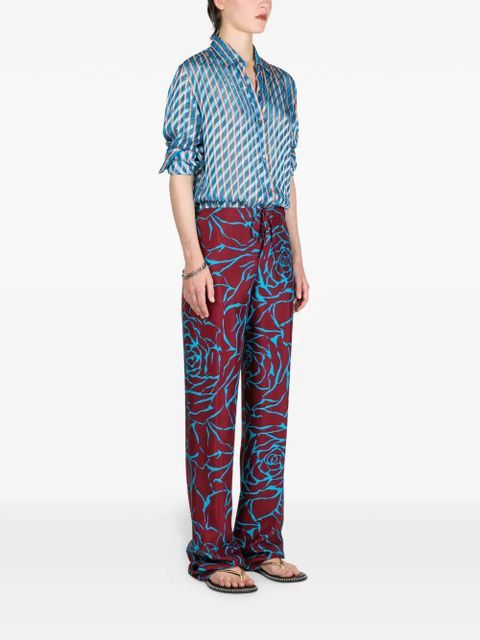 DRIES VAN NOTEN floral elasticated trousers - Red