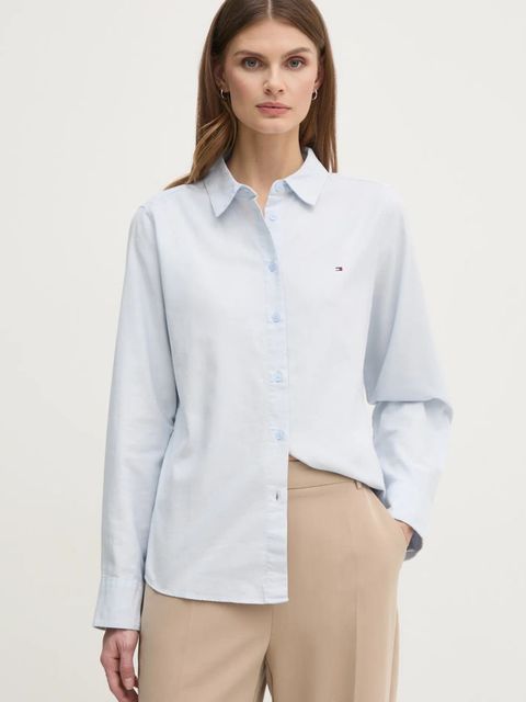 Tommy Hilfiger koszula damska kolor niebieski regular z kołnierzykiem klasycznym WW0WW44230