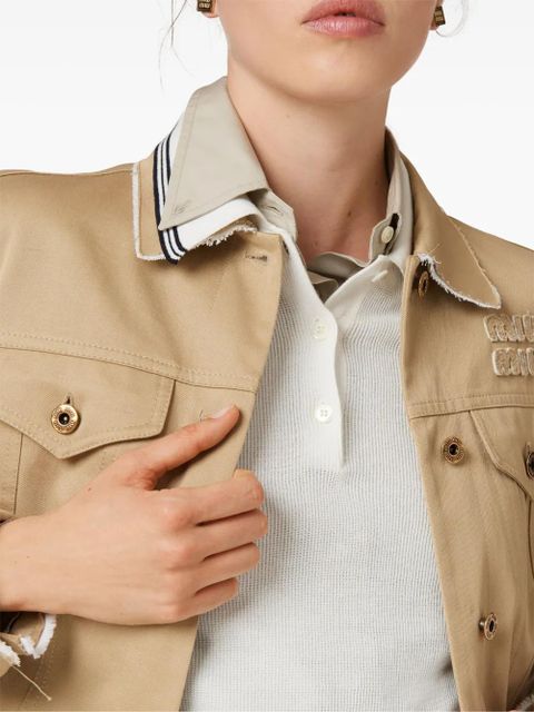 Miu Miu stripe-detail polo top - White