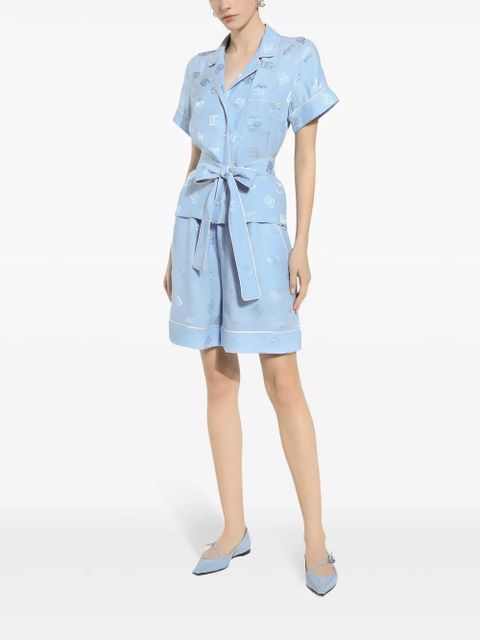 Dolce & Gabbana DNA monogram-jacquard tied-waist shirt - Blue