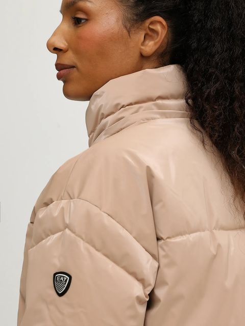 EA7 Emporio Armani kurtka kolor beżowy zimowa oversize AF14805.7W000808