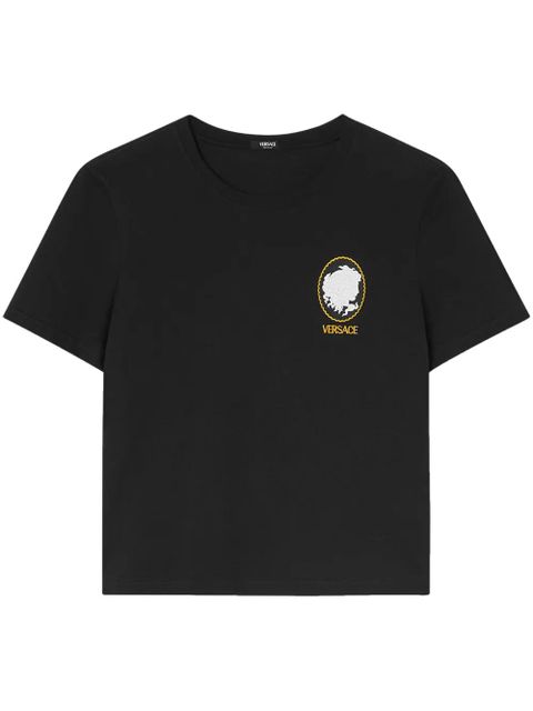 Versace Cameo logo-embroidered T-shirt - Black - zdjęcie produktu nr 1