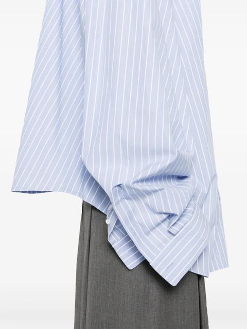 Balenciaga logo-embroidered cotton shirt - Blue