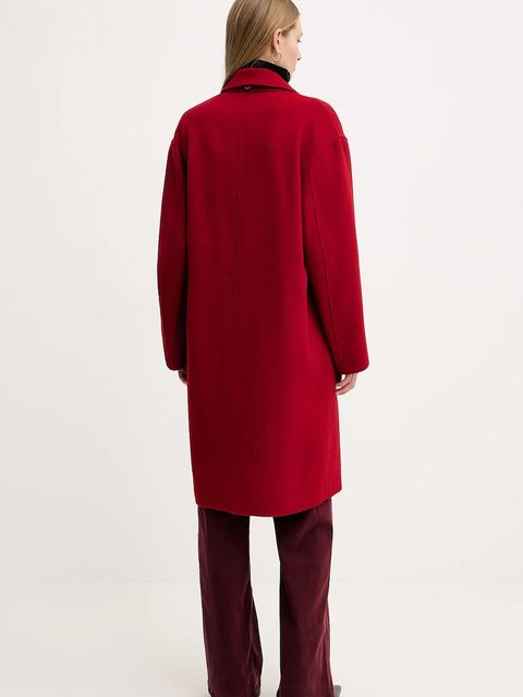 Liu Jo płaszcz z wełną kolor bordowy MF5025 T4627