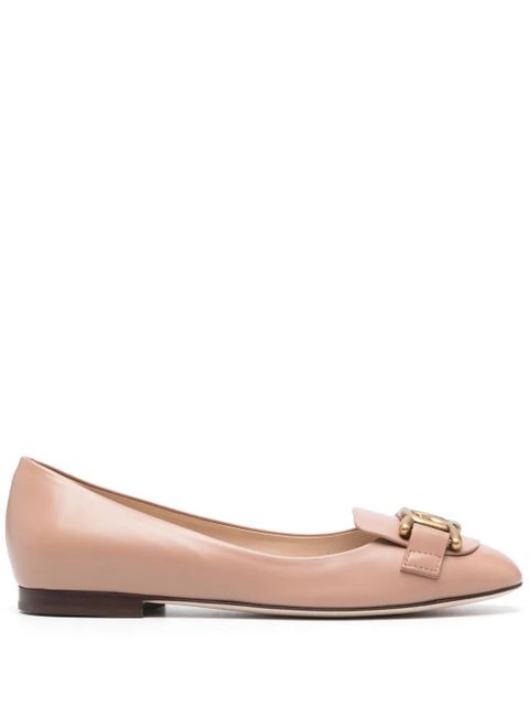 Tod's chain-embellished leather ballerina shoes - Pink - zdjęcie produktu nr 1