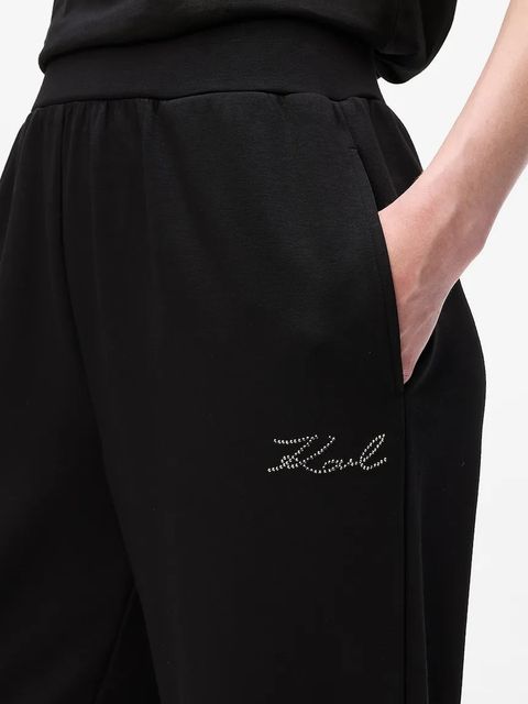 Karl Lagerfeld spodnie dresowe damskie kolor szary z aplikacją A4W10089