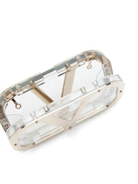 Valentino Garavani logo-plaque clear clutch - Metallic